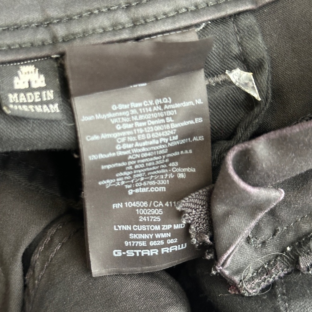 G-Star RAW Lynn Custom Zip Mid Skinny Jeans Black Size 24 - Picture 6 of 17